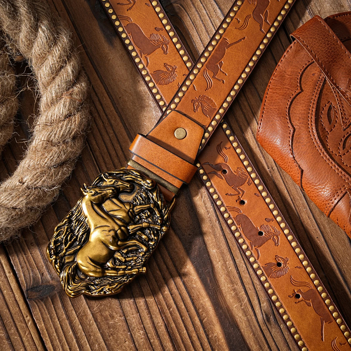 PU Leather Western Buckled Belt Casual — Black | KIMLUD