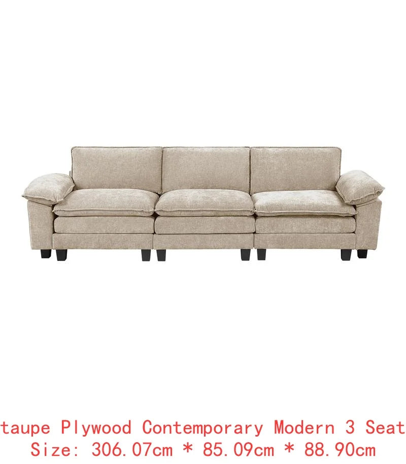 Chenille Sectional Sofa Set 6-Piece Modular Luxe Soft — Light Dove-Gray | KIMLUD