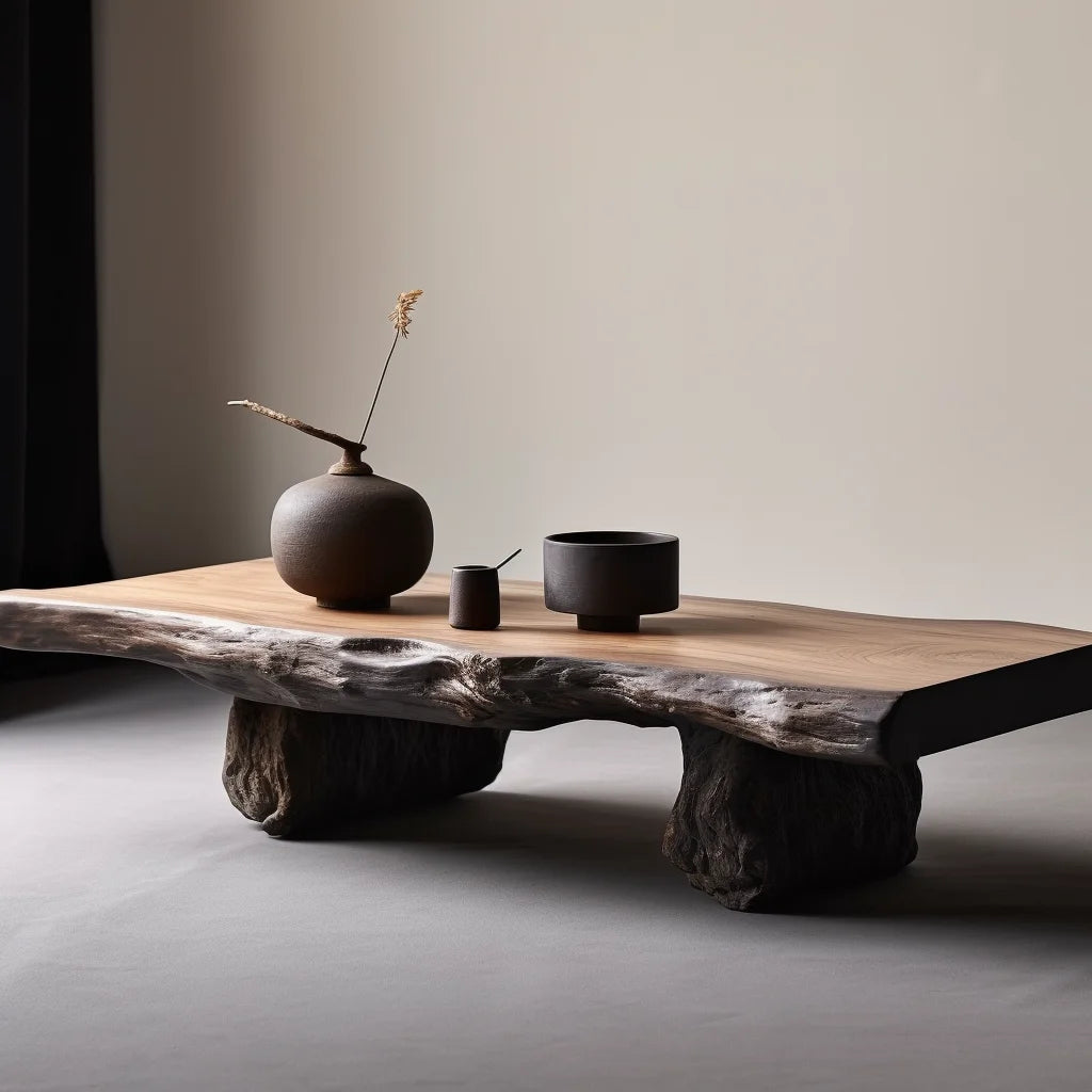 Solid Wood Coffee Table Minimalist Modern — Natural Wood | KIMLUD
