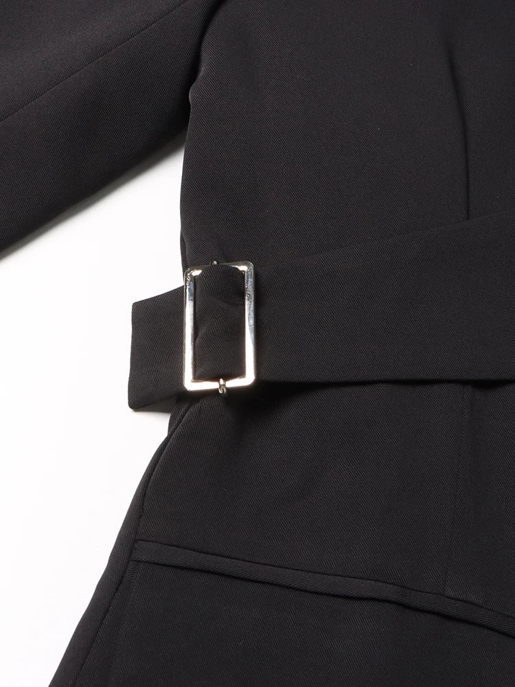VGH Solid Hollow Out Casual Irregular Blazers For Women Notched Collar Long Sleeve Spliced Button Temperament Blazer Female New - KIMLUD