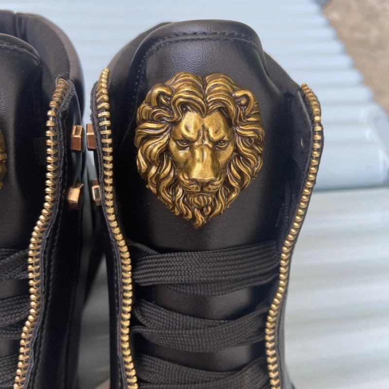 High-Top Zip-Decorated Sneaker With Breathable Mesh Lining — Black | KIMLUD