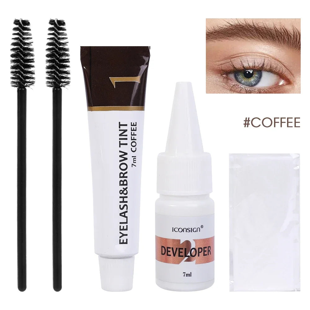 Semi Permanent Dye Kit 2-in-1 Waterproof Brow Tint — Black Brown | KIMLUD
