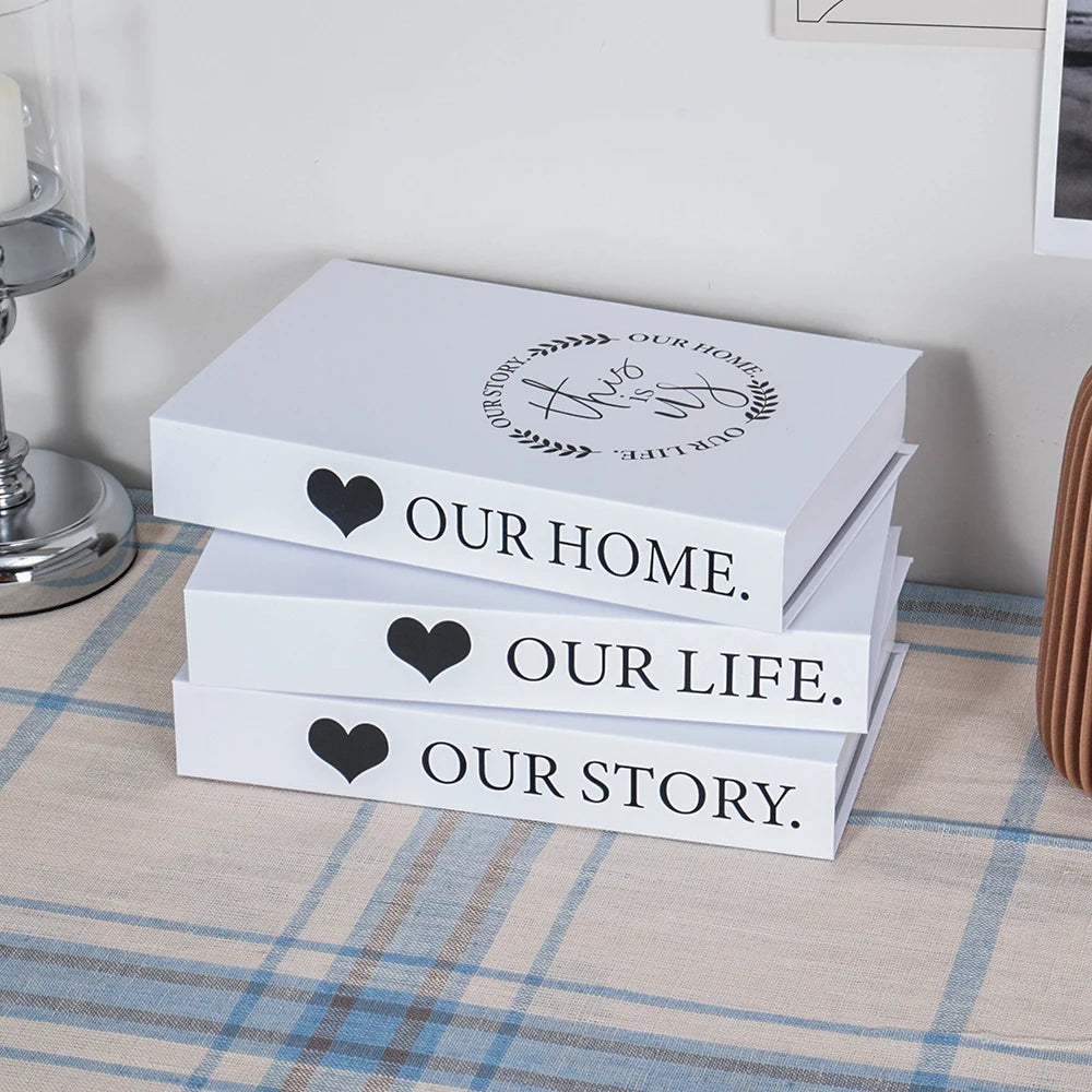 Foldable Faux Books Three-Piece Set for Couture Coffee Table Decor — Black | KIMLUD