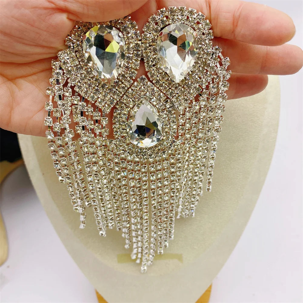 Crystal Rhinestone Appliques Round Cut Wedding Dress Embellishments — Clear | KIMLUD
