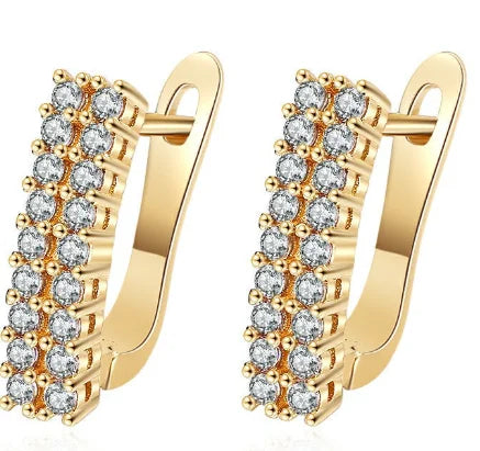 Silver-Toned Copper Oval Zircon Halo Stud Earrings — Sapphire Blue | KIMLUD