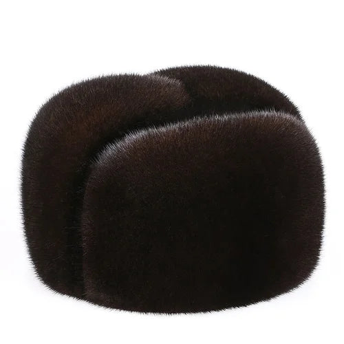 New Fashion Men's Real Mink Fur Cap Men Natural Mink Fur Hat Winter Warm Top Hat Headgear Beanie Beret Natural Real Mink Fur Cap