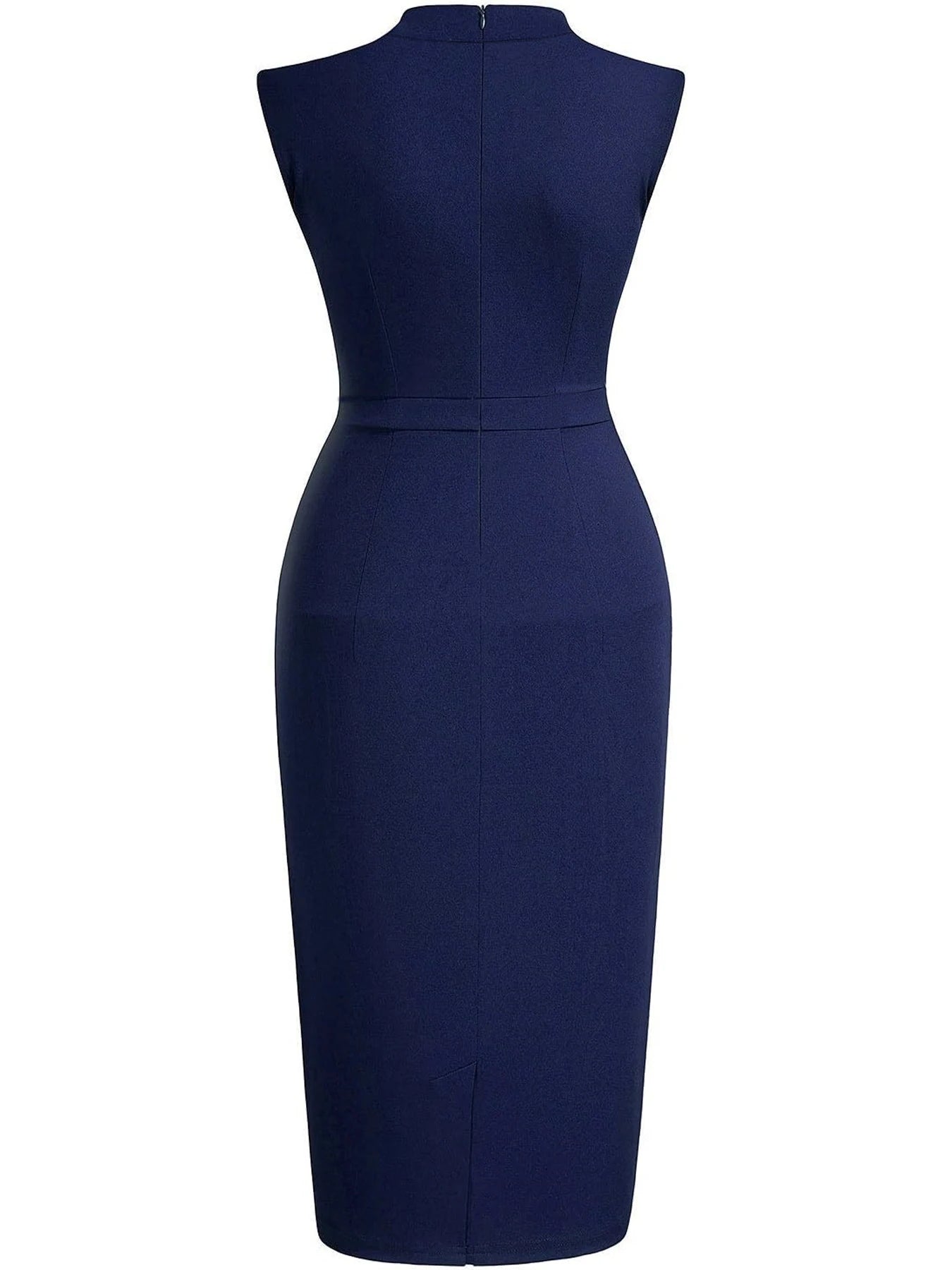 Ruched Sleeveless Slim Sheath Dress — Navy | KIMLUD