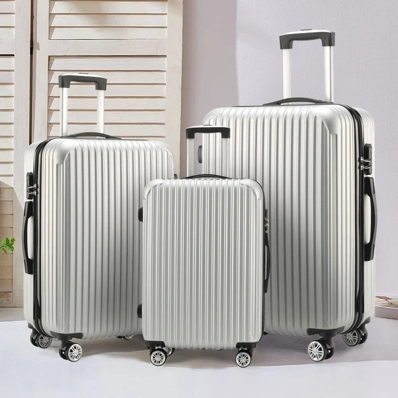 20 24 28 Inch Set 3 Piece Boarding Travel Travel Essentials Unisex ABS PC Trolley Case Luggage