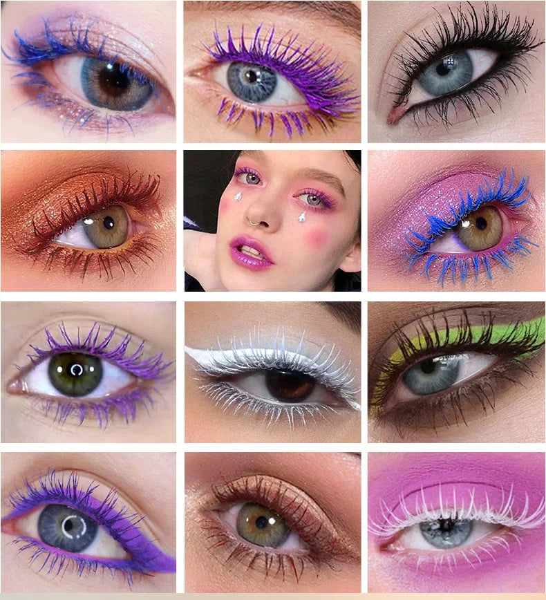 5D Mascara Makeup Waterproof Sweatproof Non-smudgy Slim Color Purple Blue White  Mascara Waterproof  Cosmetics