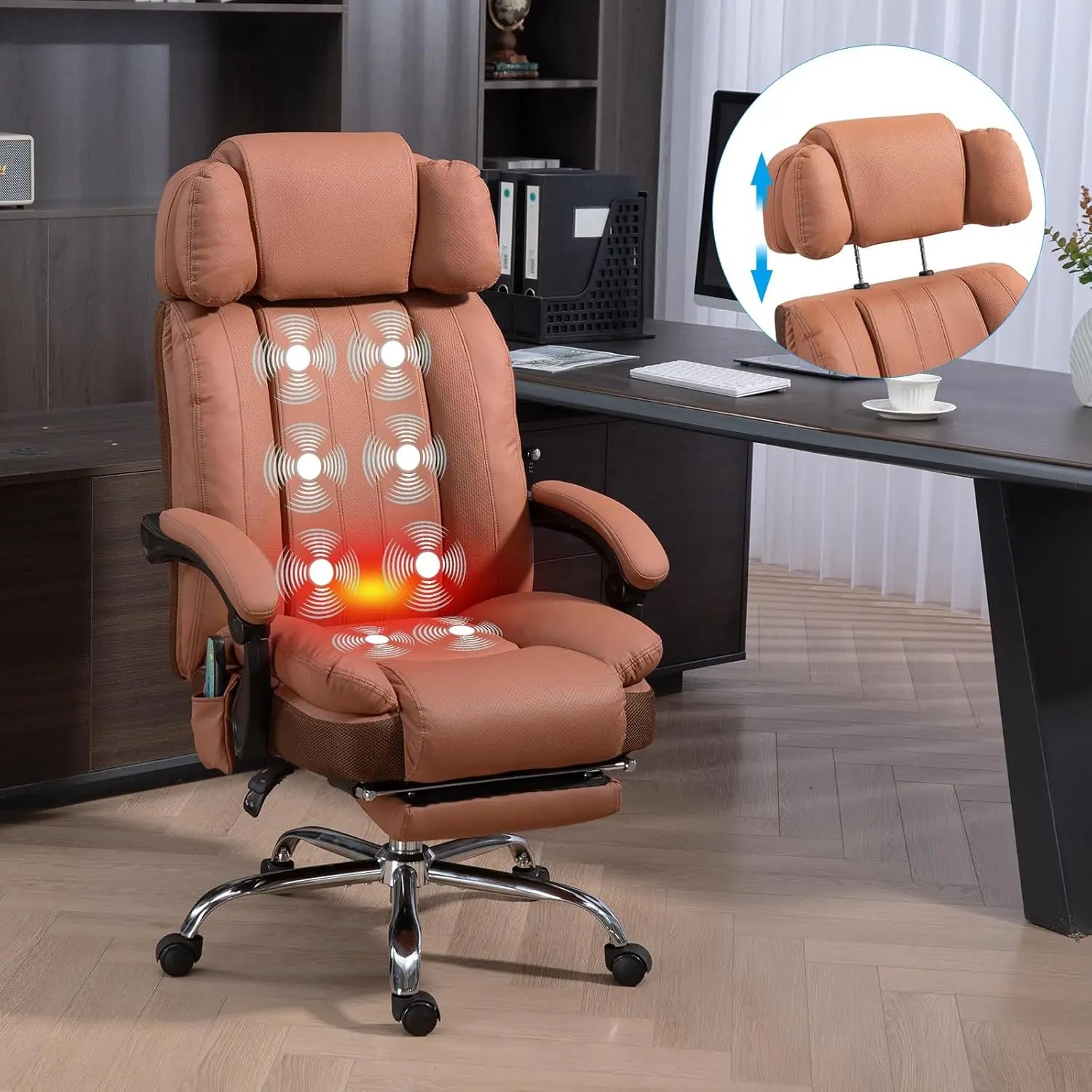 KIMLUD, Massage Office Chair with Heat and 8 Vibration Points Big and Tall Executive Office Chair with Adjustable Headrest, Extra Wide S, KIMLUD Womens Clothes
