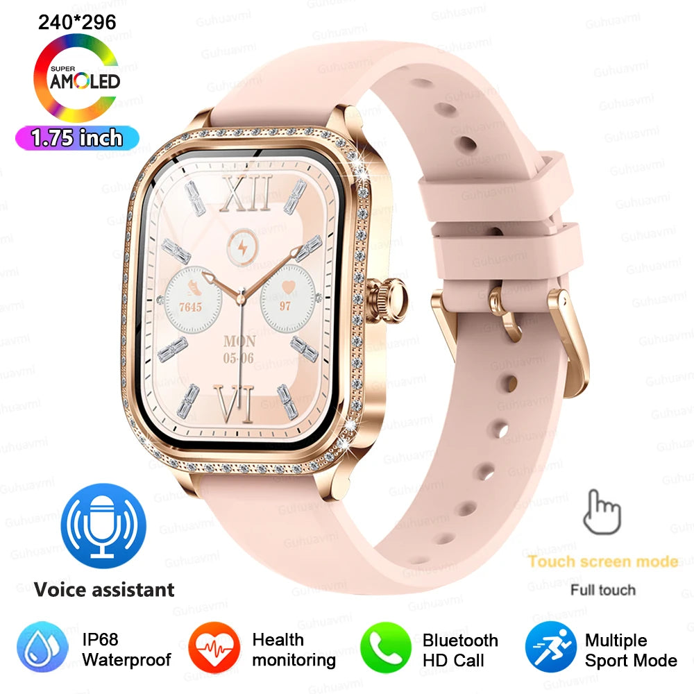 KIMLUD, 2025 New Lady Smart Watch Women AMOLED Curved Screen IP68 Waterproof Health Call Smartwatch For Samsung Huawei Apple Watch 4 ios, Pink / samrt watch, KIMLUD APPAREL - Womens Clothes