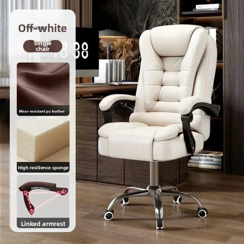Office Chair – Ergonomic Reclining Backrest – Synthetic Leather | KIMLUD