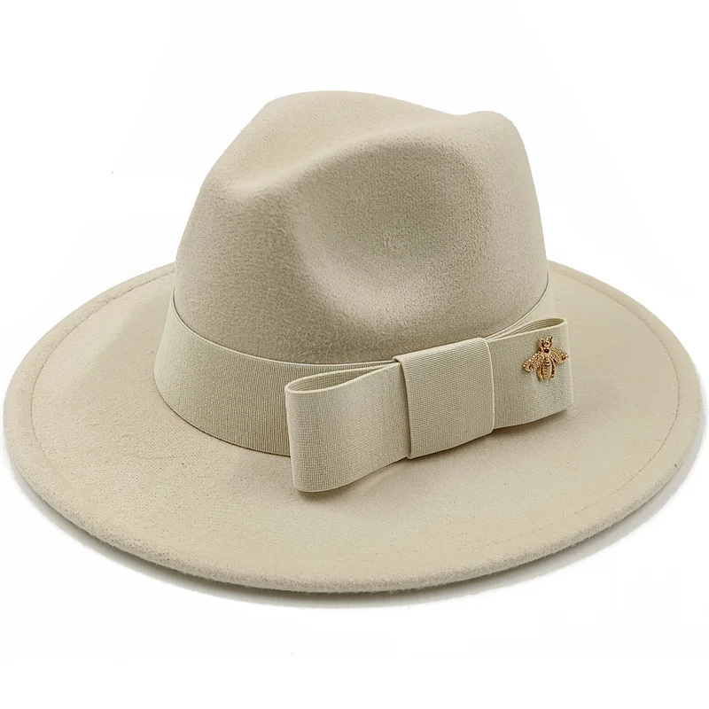 Low price wholesale Fedora hats Winter jazz monochrome bow elastic band men and women red jazz hats Fedora hats sombrero hombre - KIMLUD