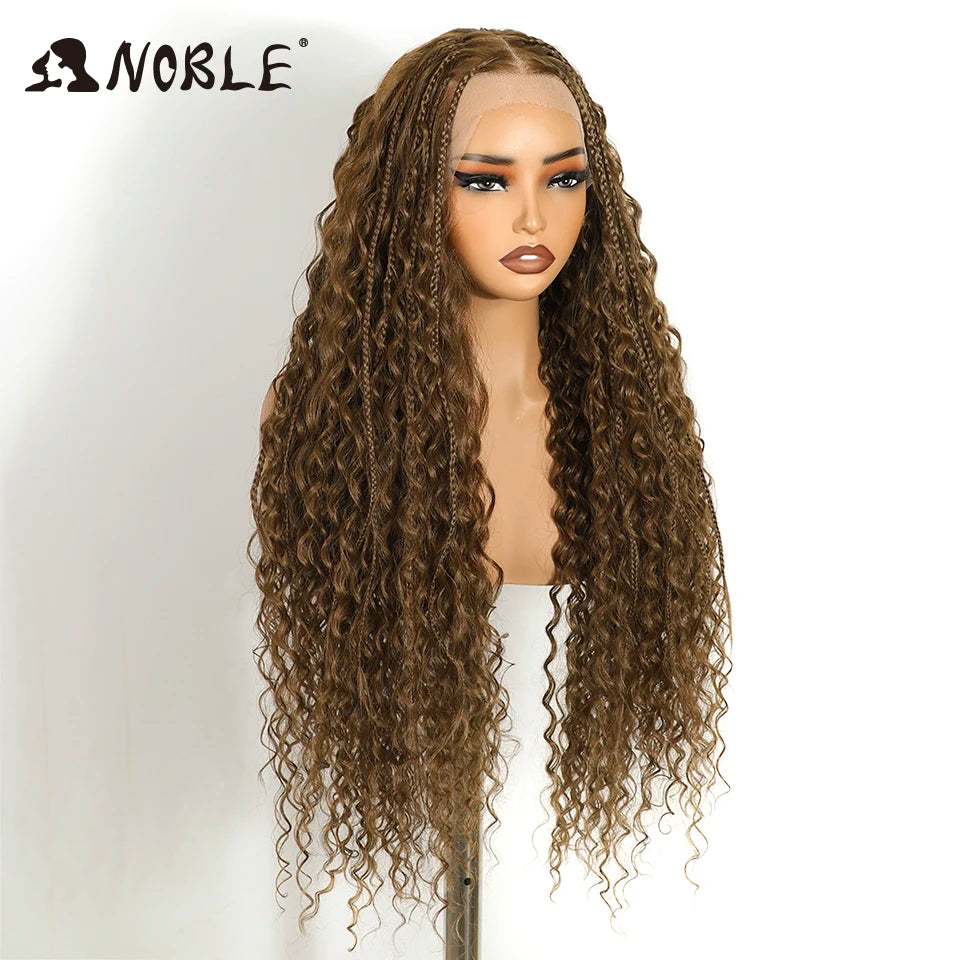 Box Braided Lace Wig - Twist Braided Style - Swiss Lace - Medium Brown | KIMLUD