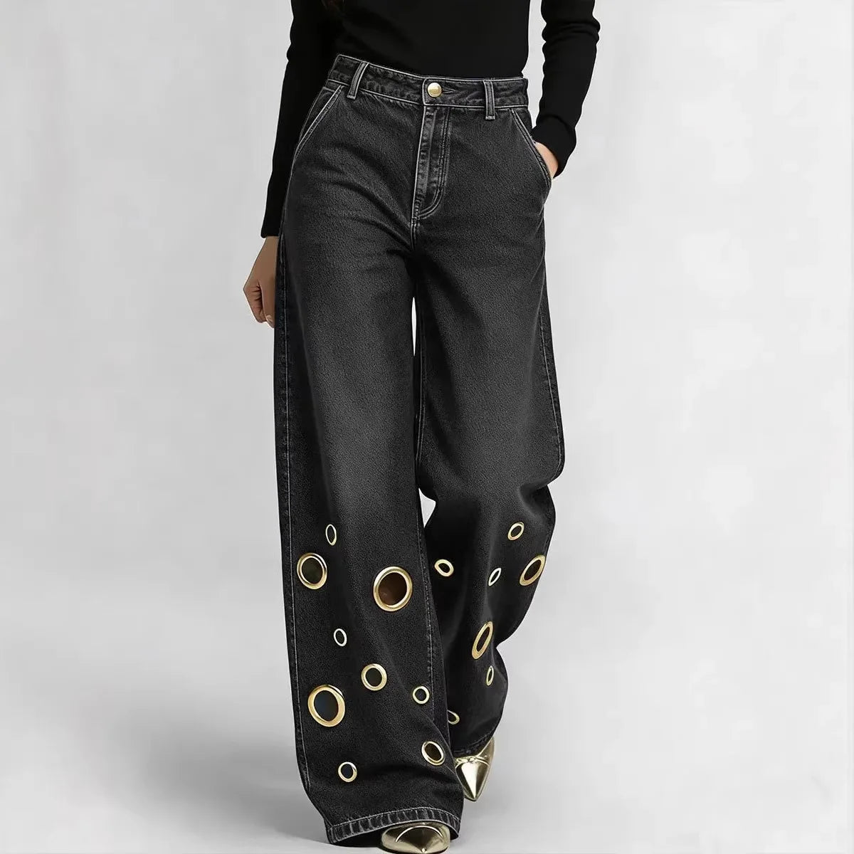 Elegant Wide Leg Casual Pants Broadcloth — Blue | KIMLUD