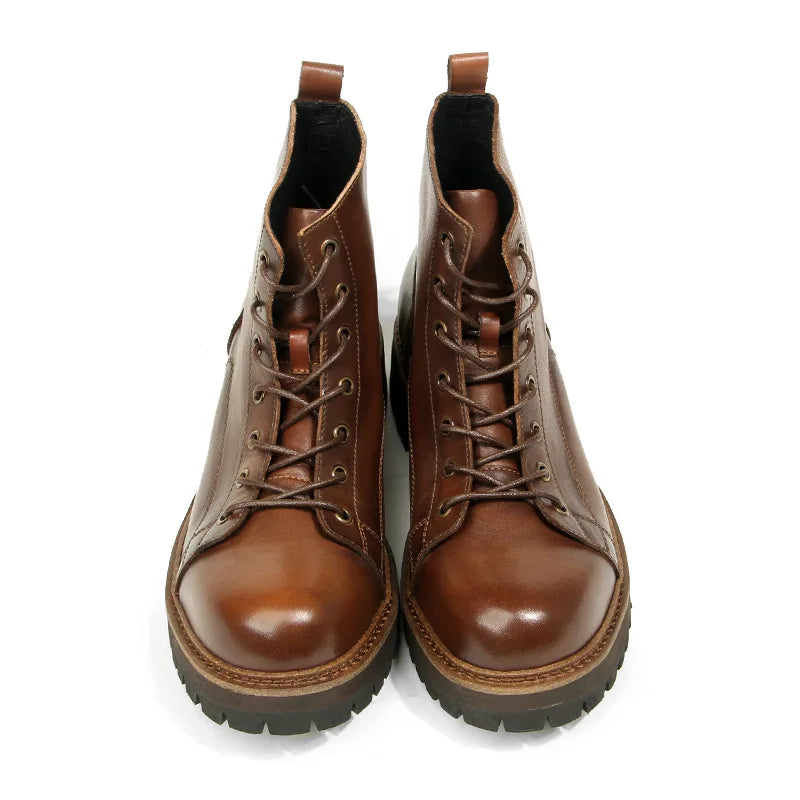 Goodyear-Welted Motorcycle Boots Rugged Heritage — Vintage Oil | KIMLUD