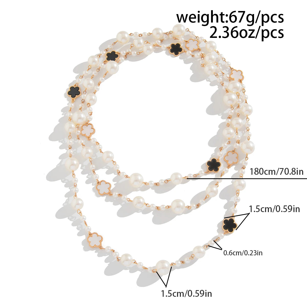 Ingemark Elegant Multilayer Imitation Pearl Choker Necklace for Women Flower Adjustable Long Chain Y2K Jewelry Wed Accessories