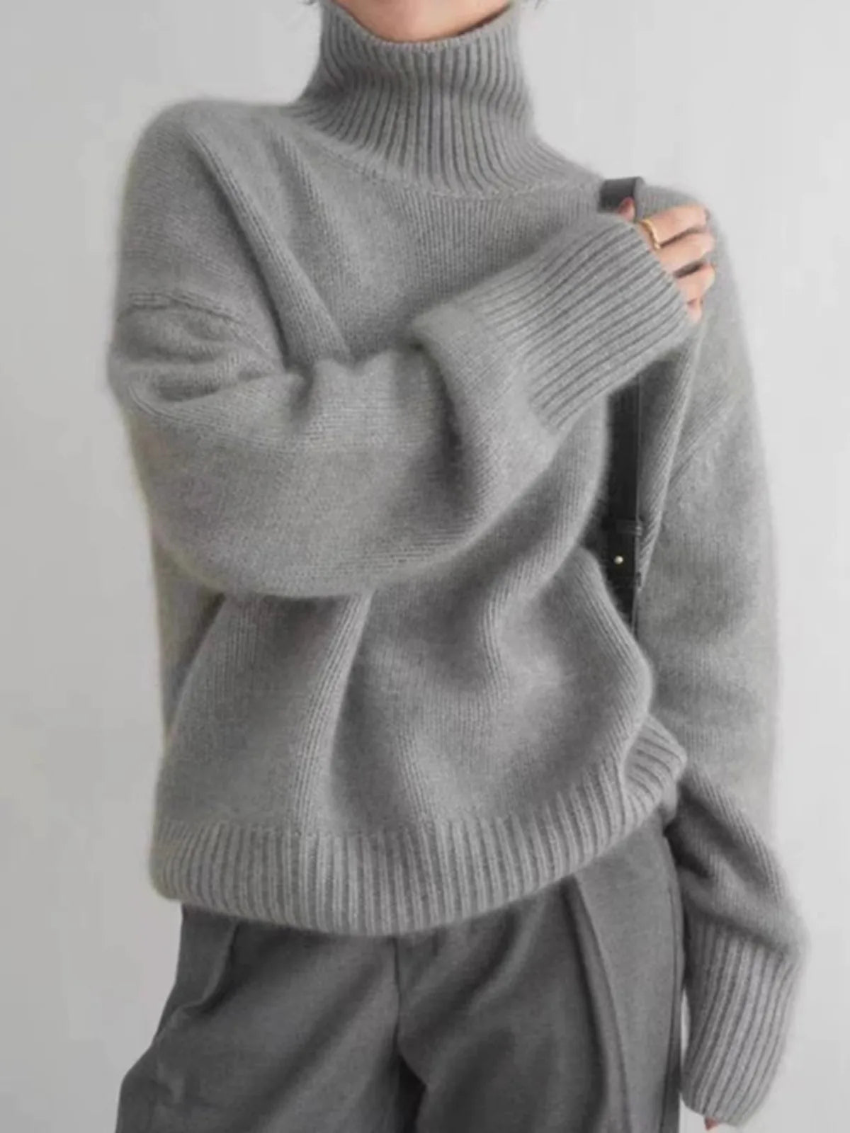 Turtleneck Sweater – High Neck – Cashmere – Loose Fit | KIMLUD