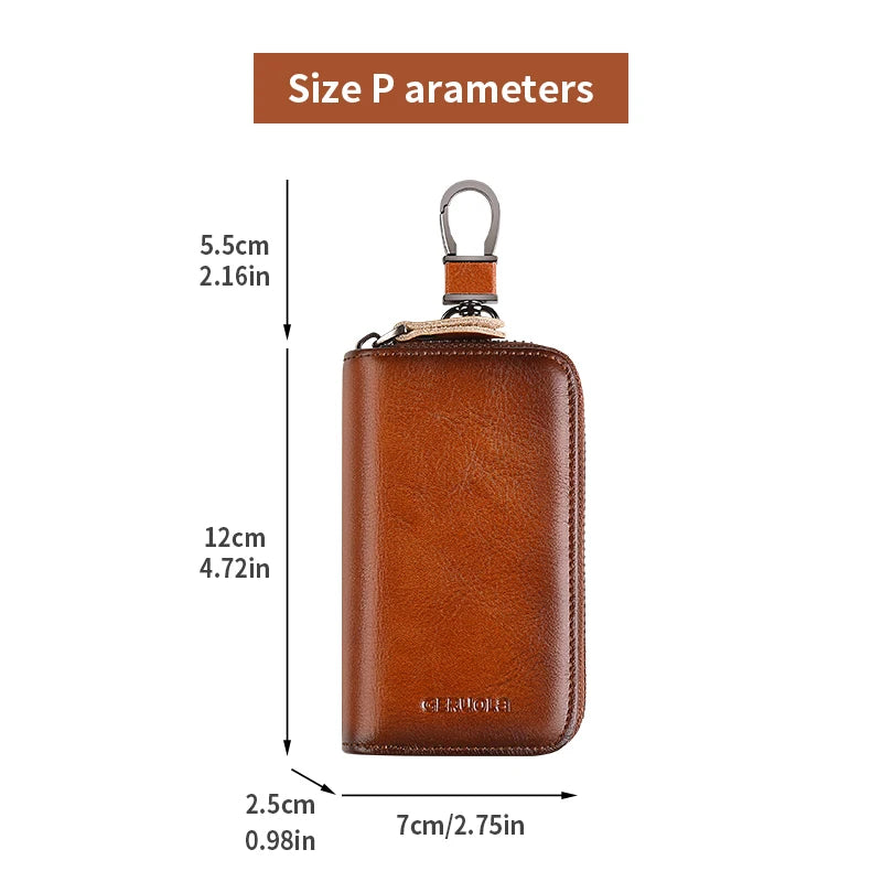Key Wallet – 2 Card Slots and ID Clip – Genuine Leather | KIMLUD
