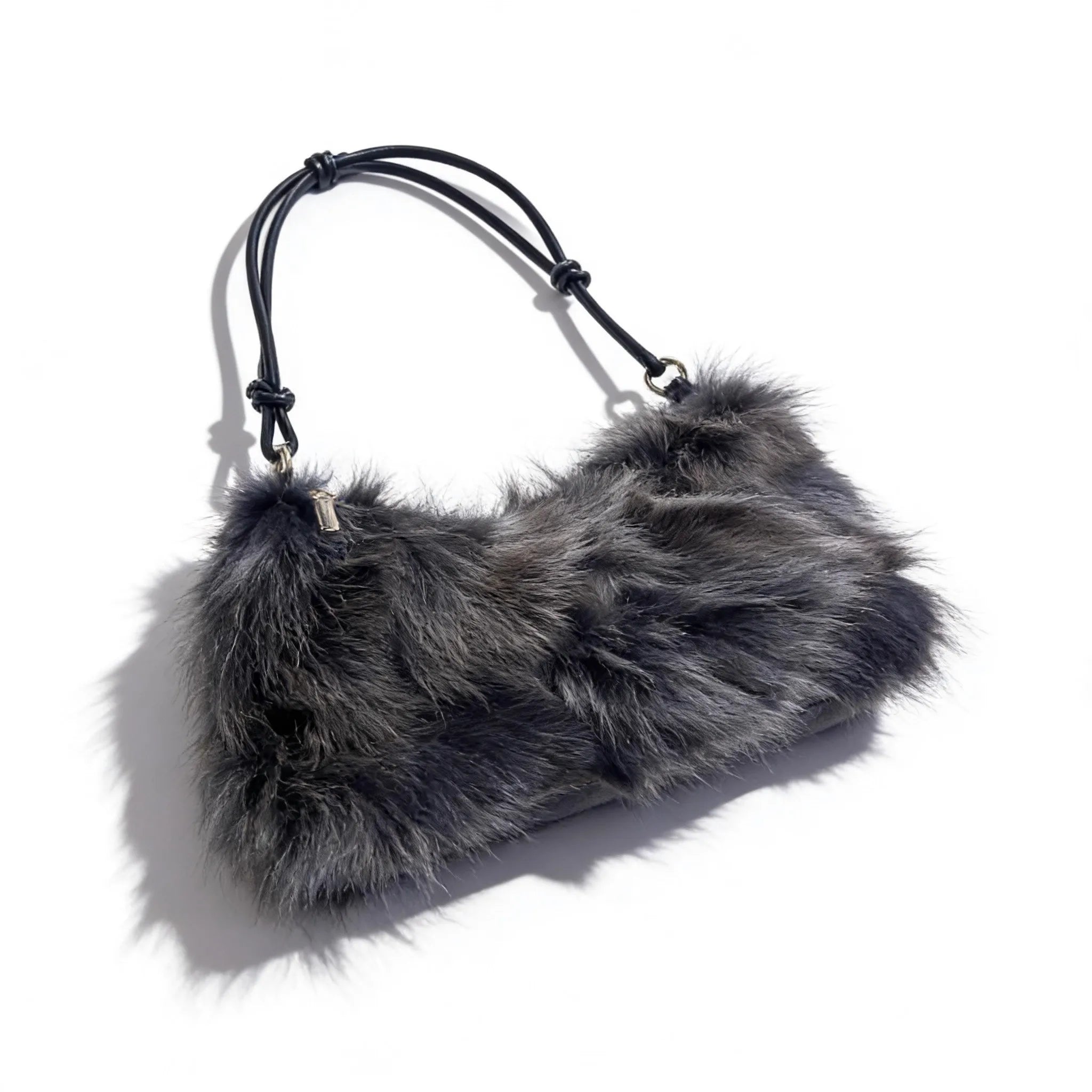 Winter Fox Fur Bag Women's  Bag Fashion  Handbag Ladies Bags Purses Women Shoulder Bag Real Silver Fox Fur Messenger Bags