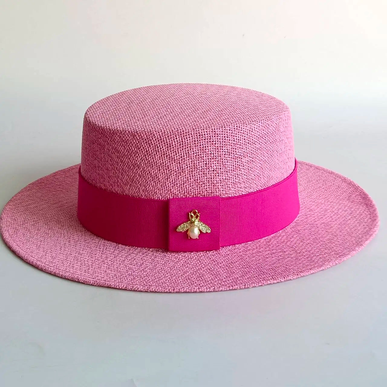 Chain Strap Straw Hat summer beach straw hat pearl Pork pie sun hat new  elastic ribbon hat 여름모자