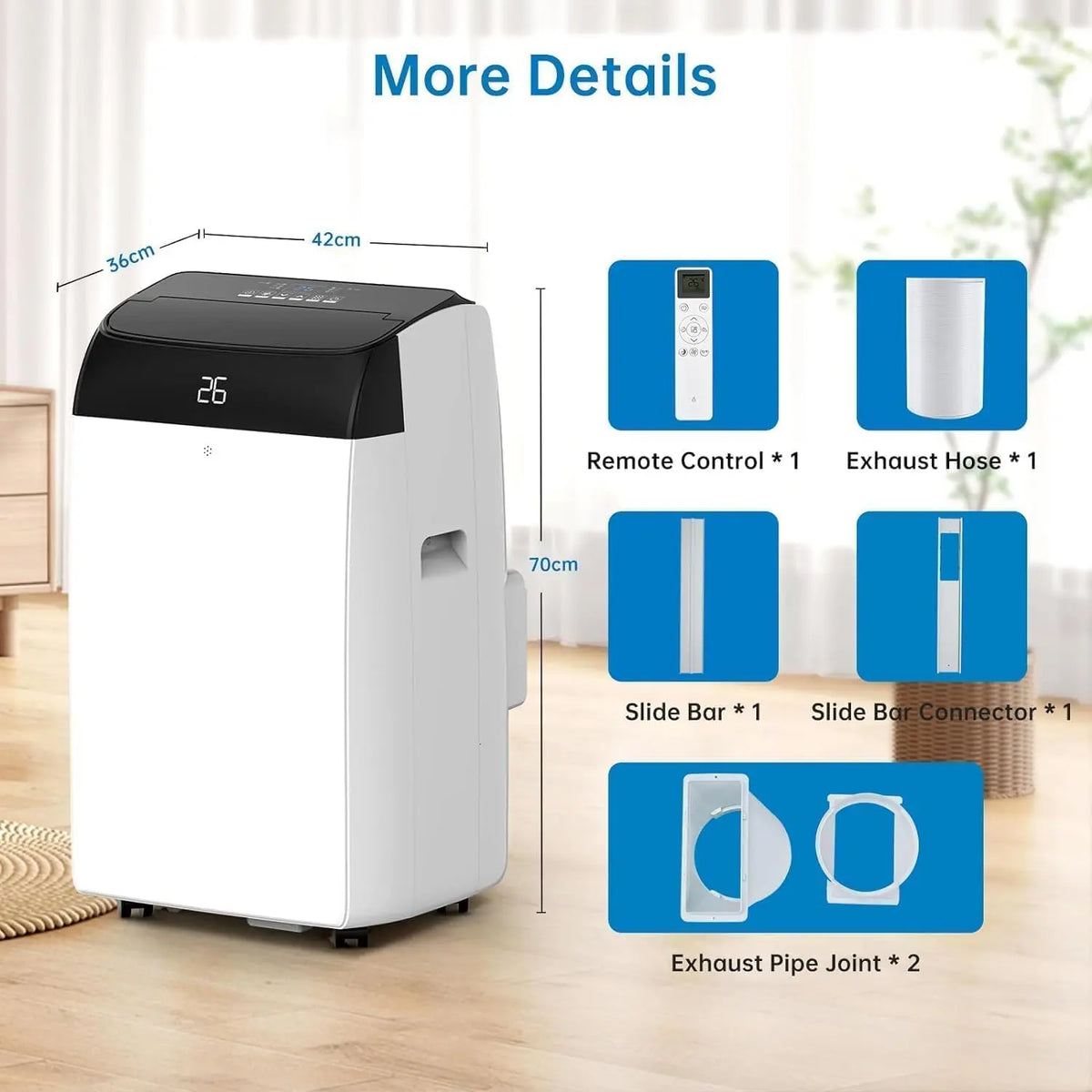 Portable Conditioner 10000-BTU 4-In-1 Cooling Dehumidifier — White | KIMLUD