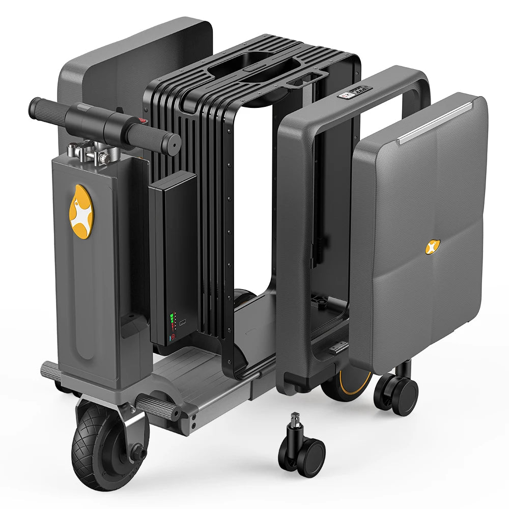 Aluminum Frame Carry-On Luggage Smart Rideable Electric — Carbon Black | KIMLUD
