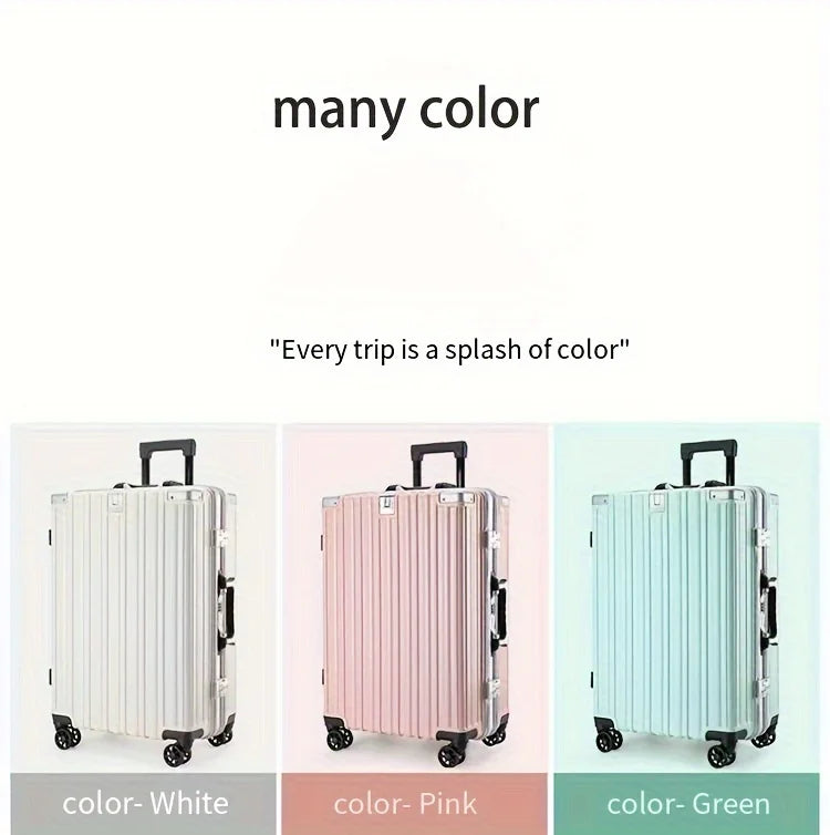 Aluminum Frame Carry-On Luggage 20in With USB Port — White | KIMLUD