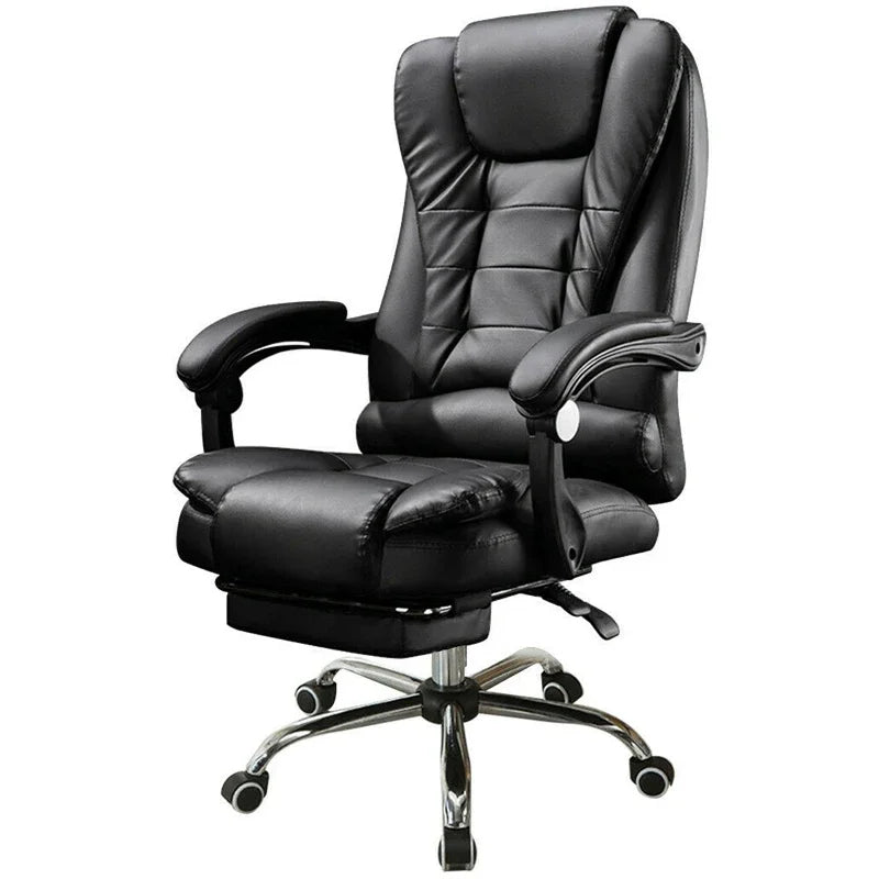 A Office Furniture Massage Soft Ergonomic Executive Recliner High Back Chairs Black Pu Leather Office Chair with Footrest