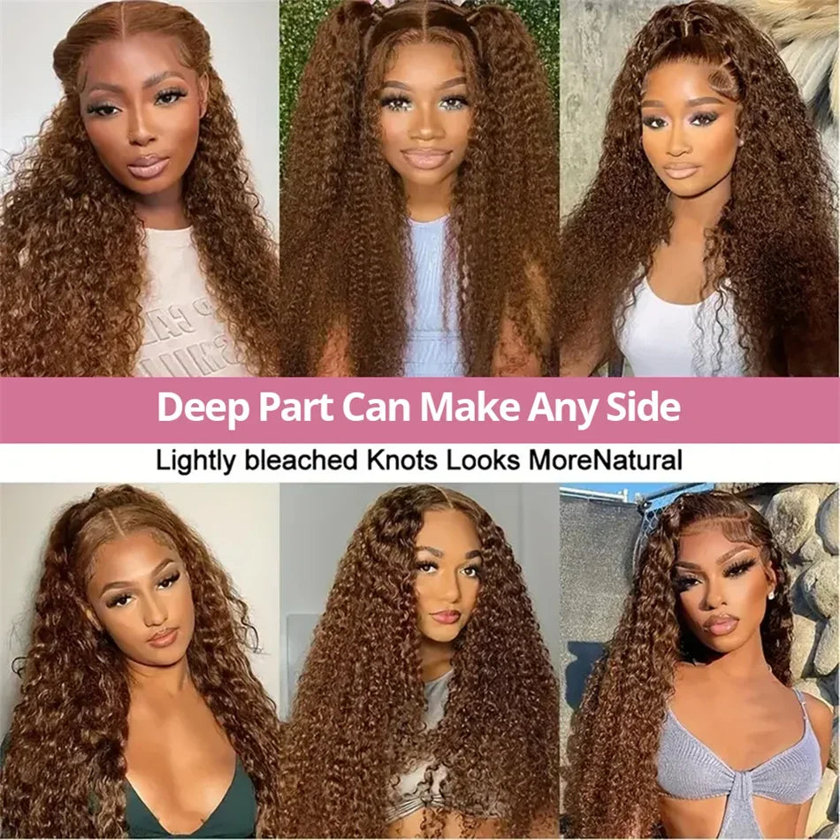 Lace Front Wig – Deep Wave – Human Hair – Chocolate Brown | KIMLUD