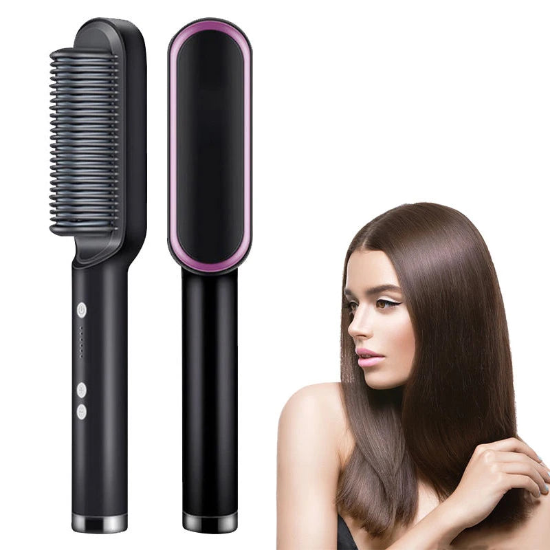 Hair Straightener Brush - Fast Heating - Ceramic | KIMLUD