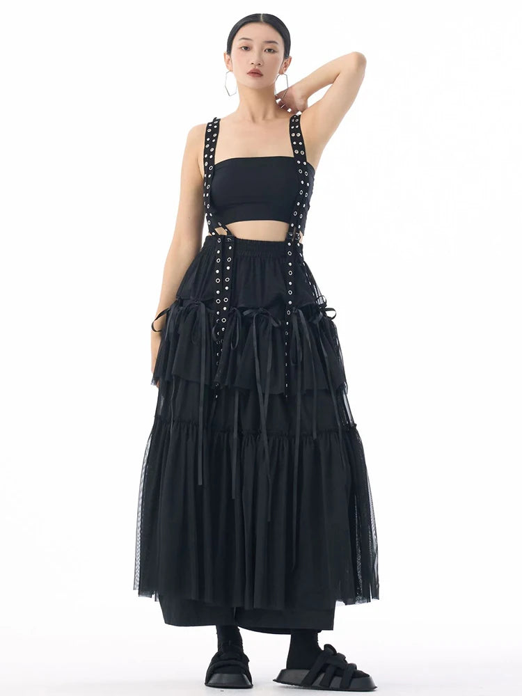 Midi Skirt - High Elastic Waist - Cotton Polyester - Coffee | KIMLUD