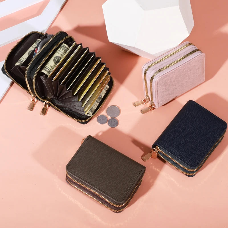 Zippered LycheePattern Coin Purse — Black | KIMLUD