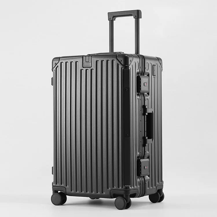 Aluminum Frame Suitcase With USB Cup Holder — Blue | KIMLUD
