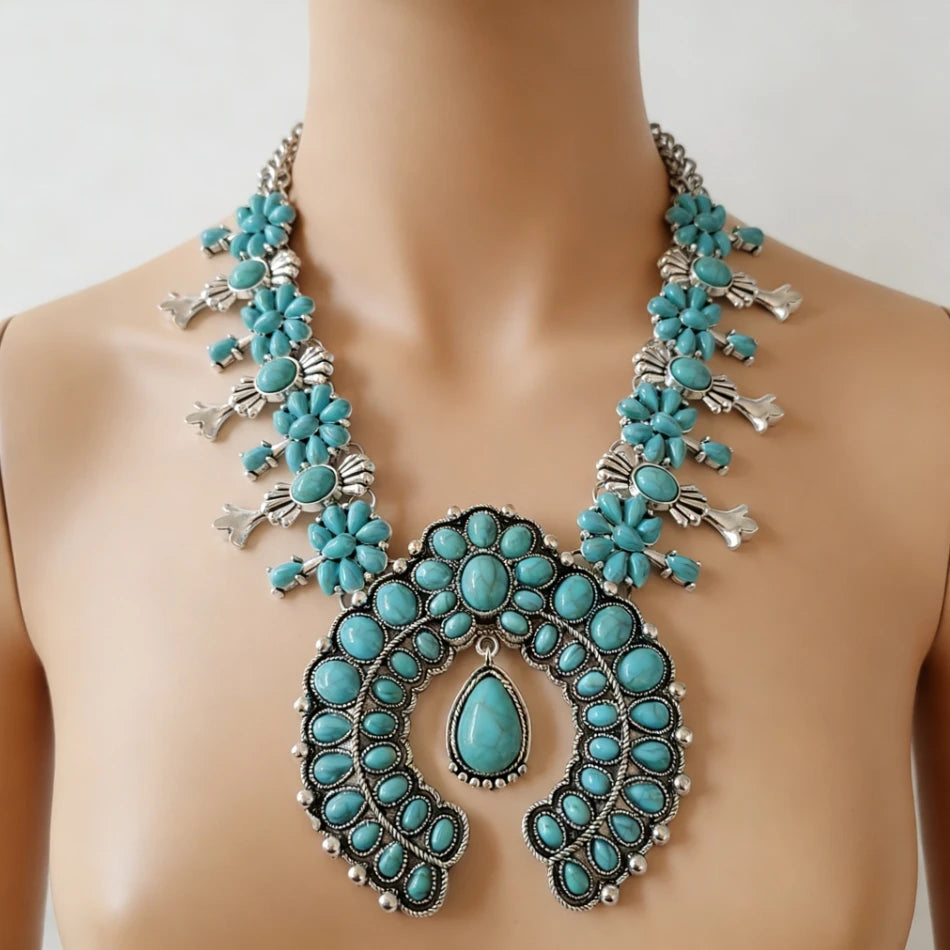 Jewelry Set – Boho Ethnic Turquoise – Resin – Turquoise | KIMLUD