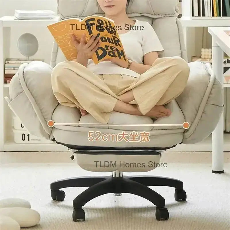 Faux Leather Gamer Chair Lift Recliner — Pale Ivory | KIMLUD