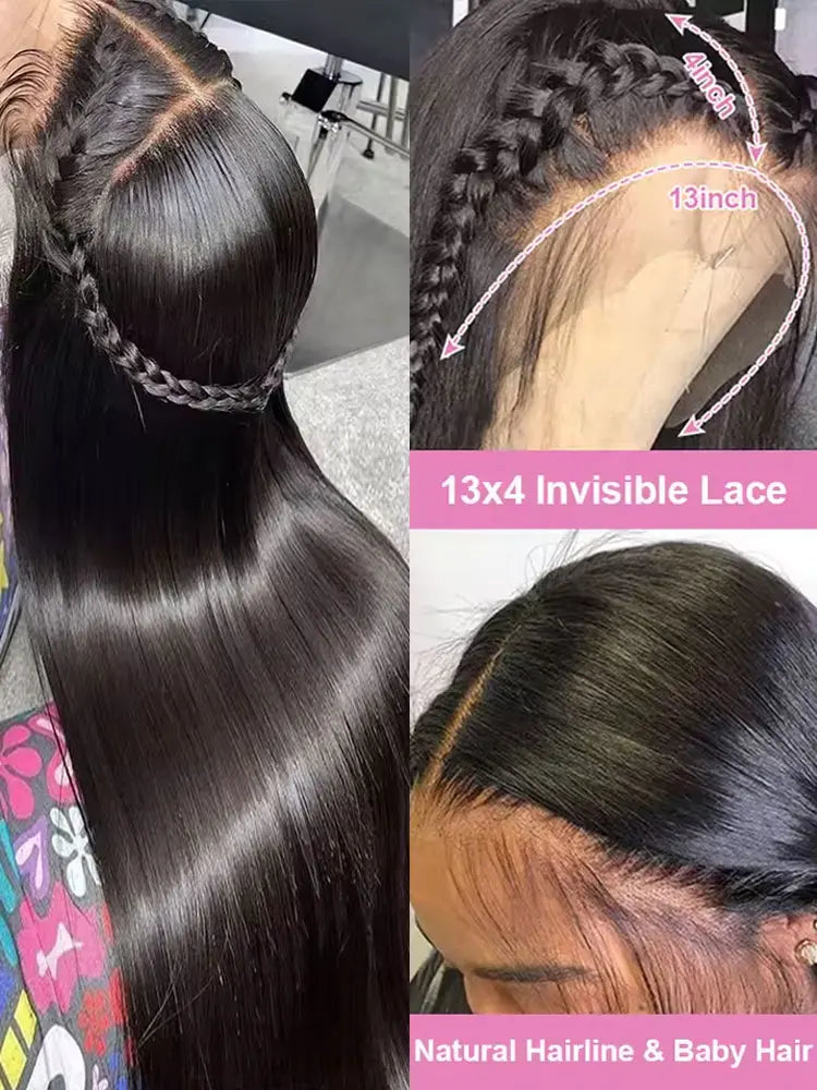 Lace Front Wig – 40-42 Inch – Brazilian Remy Human Hair – Transparent | KIMLUD