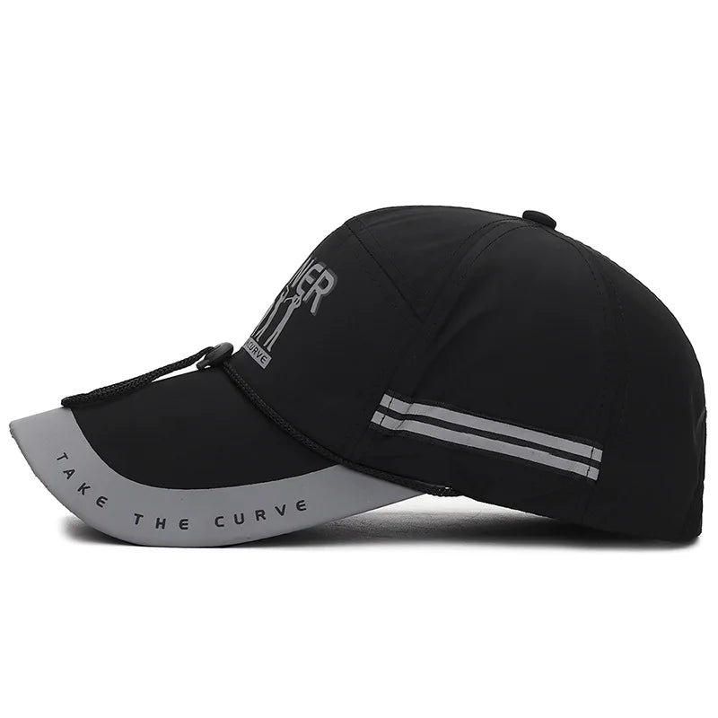 Breathable Adjustable Baseball Cap Extended Brim — Red | KIMLUD