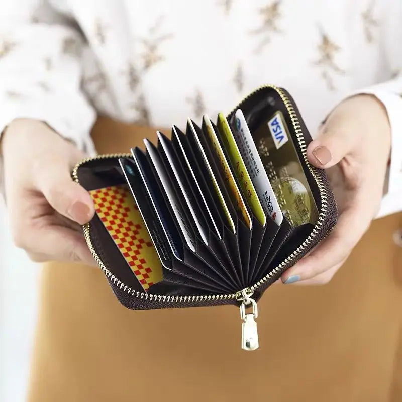 Cloth Card Bag Zippered Vertical Organizer — Black | KIMLUD