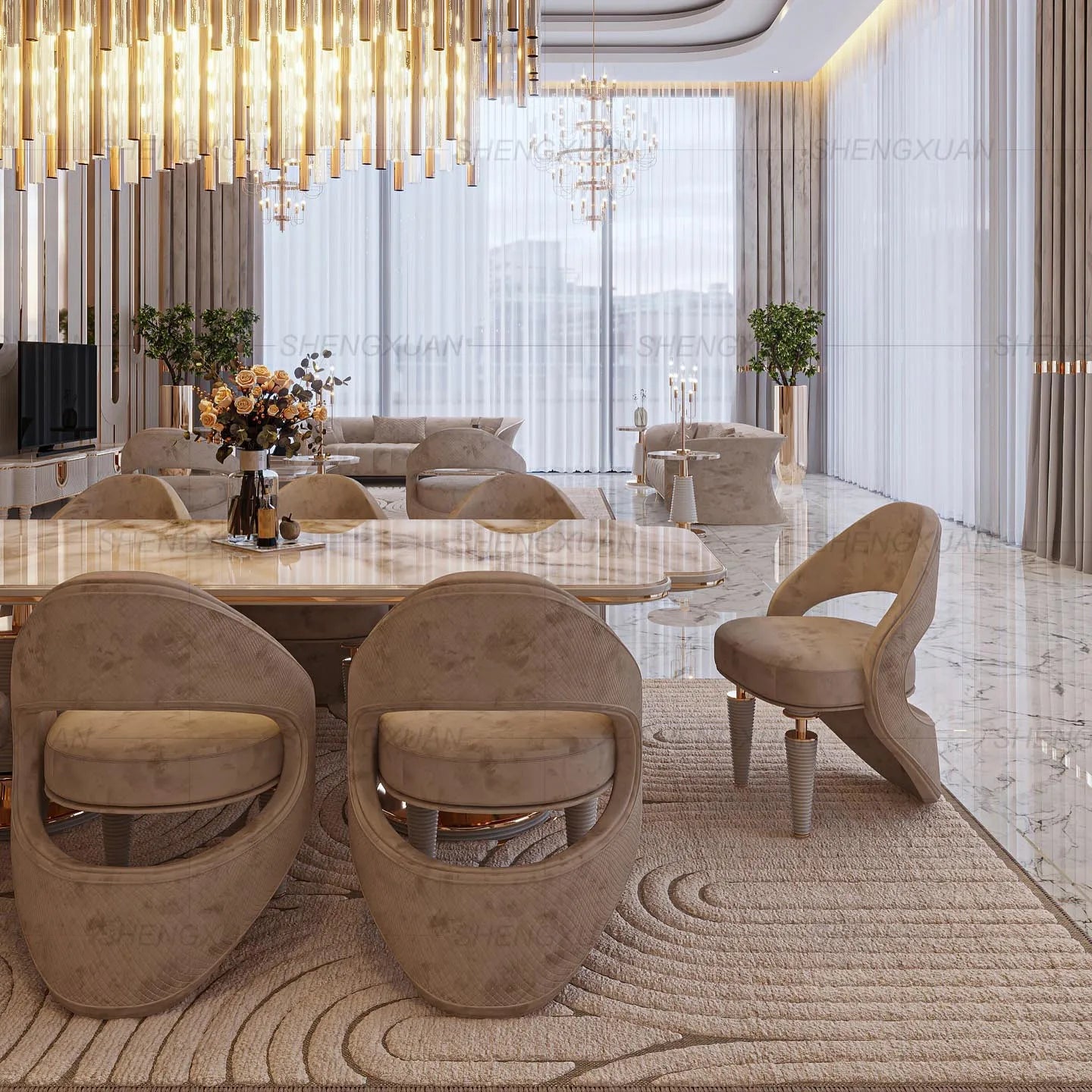 Hot-selling manufacturers, factory price customization, luxury design, restaurant furniture, marble, high-end dining table set