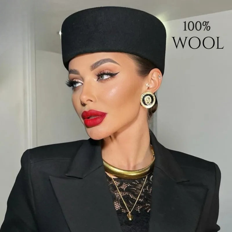 Vintage Wool Felt Solid Fedora Hats — Black | KIMLUD