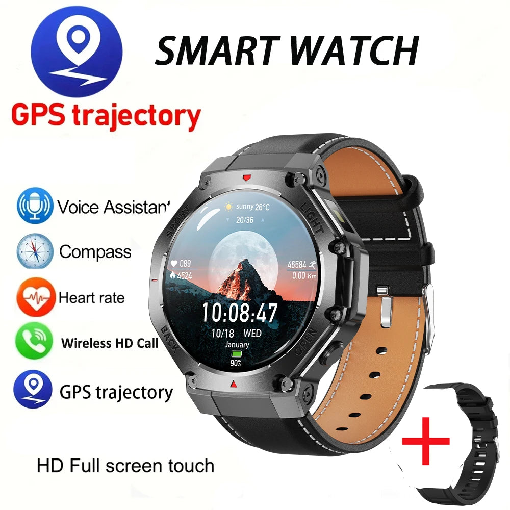 KIMLUD, 2025 New LED Smart Watch Men's HD AMOLED Bluetooth Call Waterproof Smartwatch Heart Rate Monitoring Women's Health Smart Watches, leather black, KIMLUD APPAREL - Womens Clothes