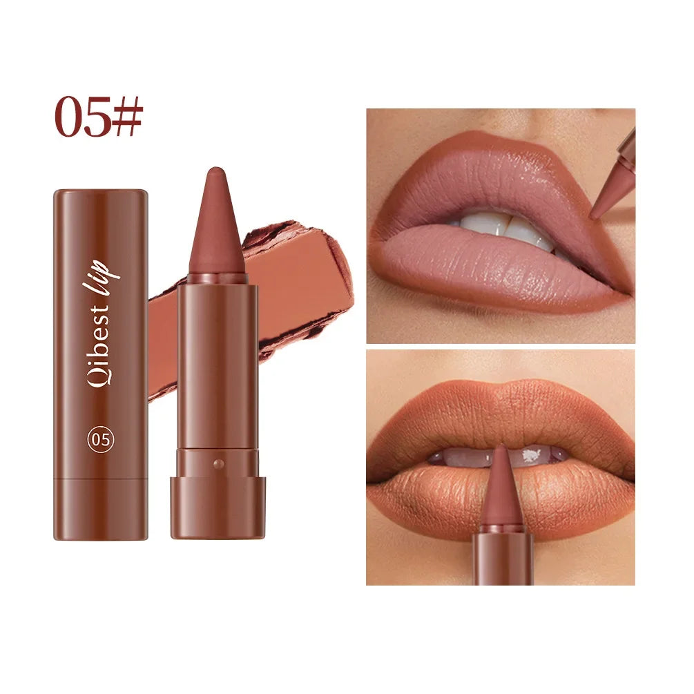 1pc Twist Up Lip Liner Lipstick Pen Multipurpose Blush Matte Red Velvet Lip Contour Waterproof Non Stick Cup Lip Rouge Makeup