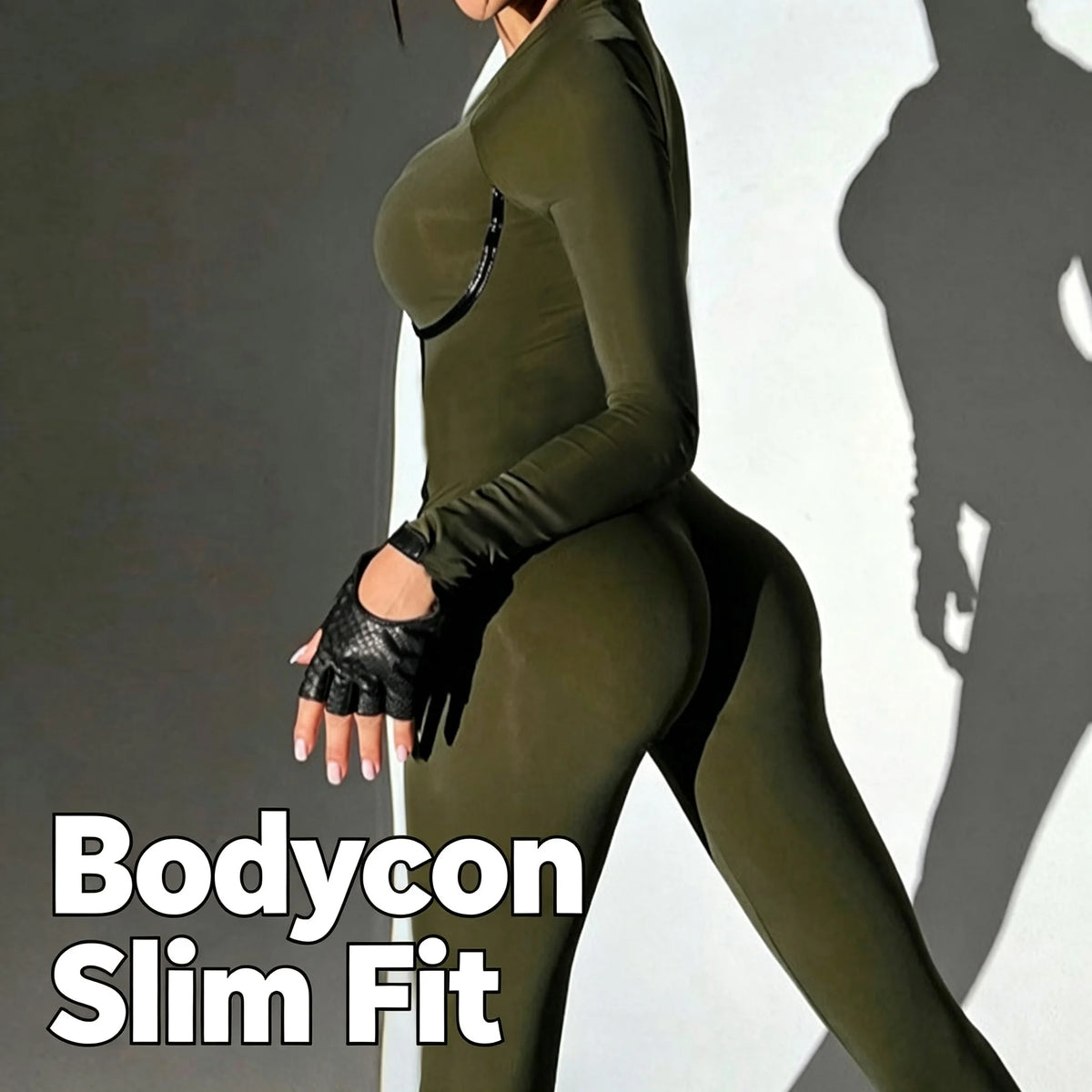 Long Sleeve Jumpsuit – Slim Fit – Woven – Black | KIMLUD