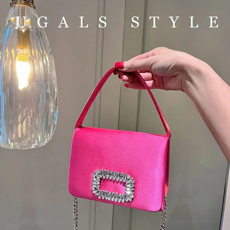 Crystal-Embellished Satin Evening Bag Tassel — Crystal | KIMLUD