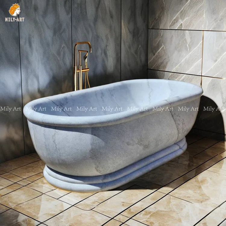 Custom Grey Stone Round Marble Natural Graphic Design Modern Freestanding Bath Tub Bathtub for Sale