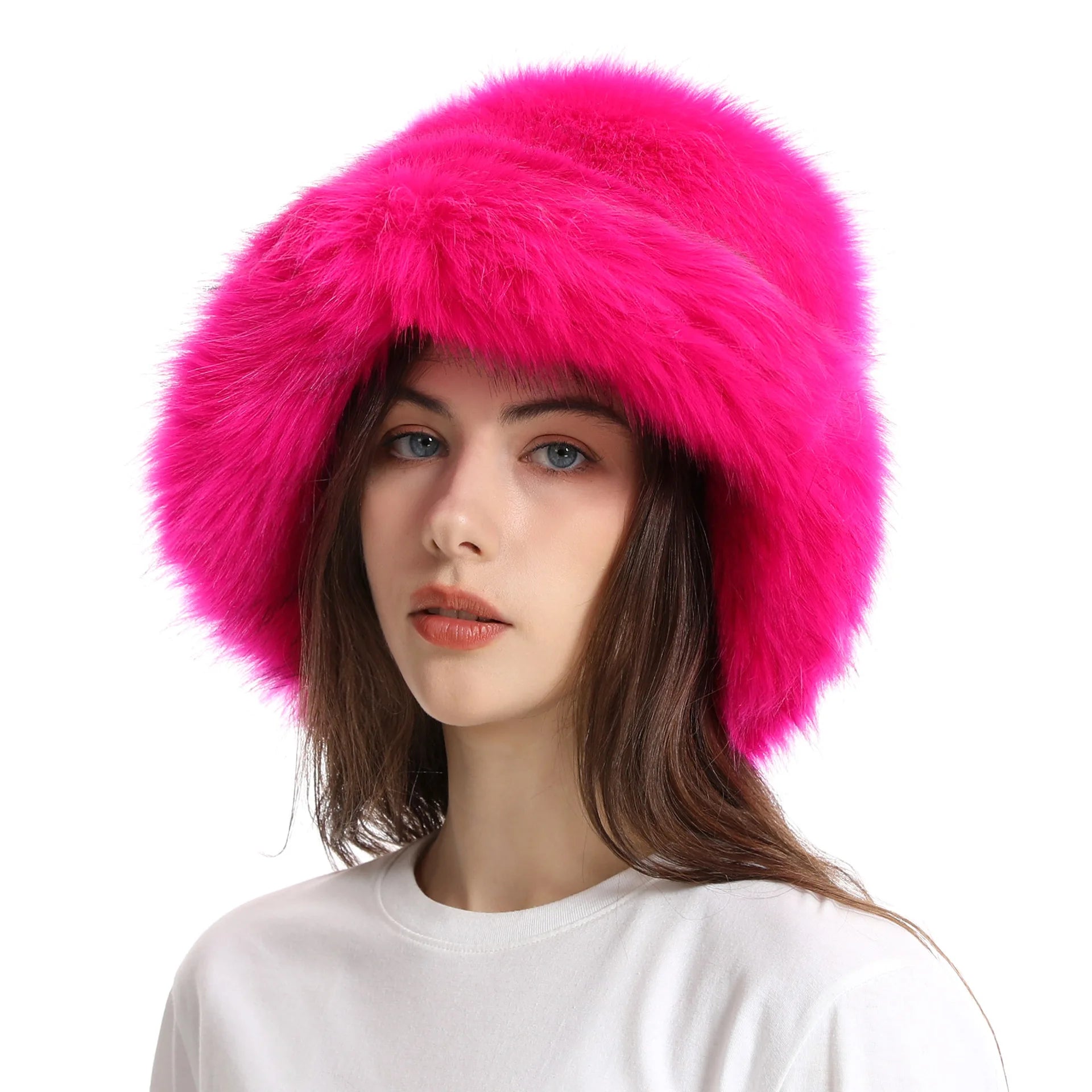New Fur Hat Women Warm Snow Ski Cap Female Faux Fox Fur Bomber Hat Lady Windproof Winter Hats for Women Russian Warmer Hat - KIMLUD