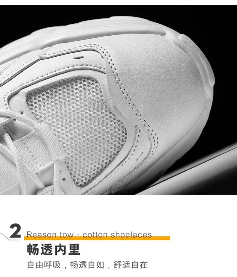 Leather Luxury Sneakers Premium Designer Style Breathable Casual Shoes — Beige | KIMLUD