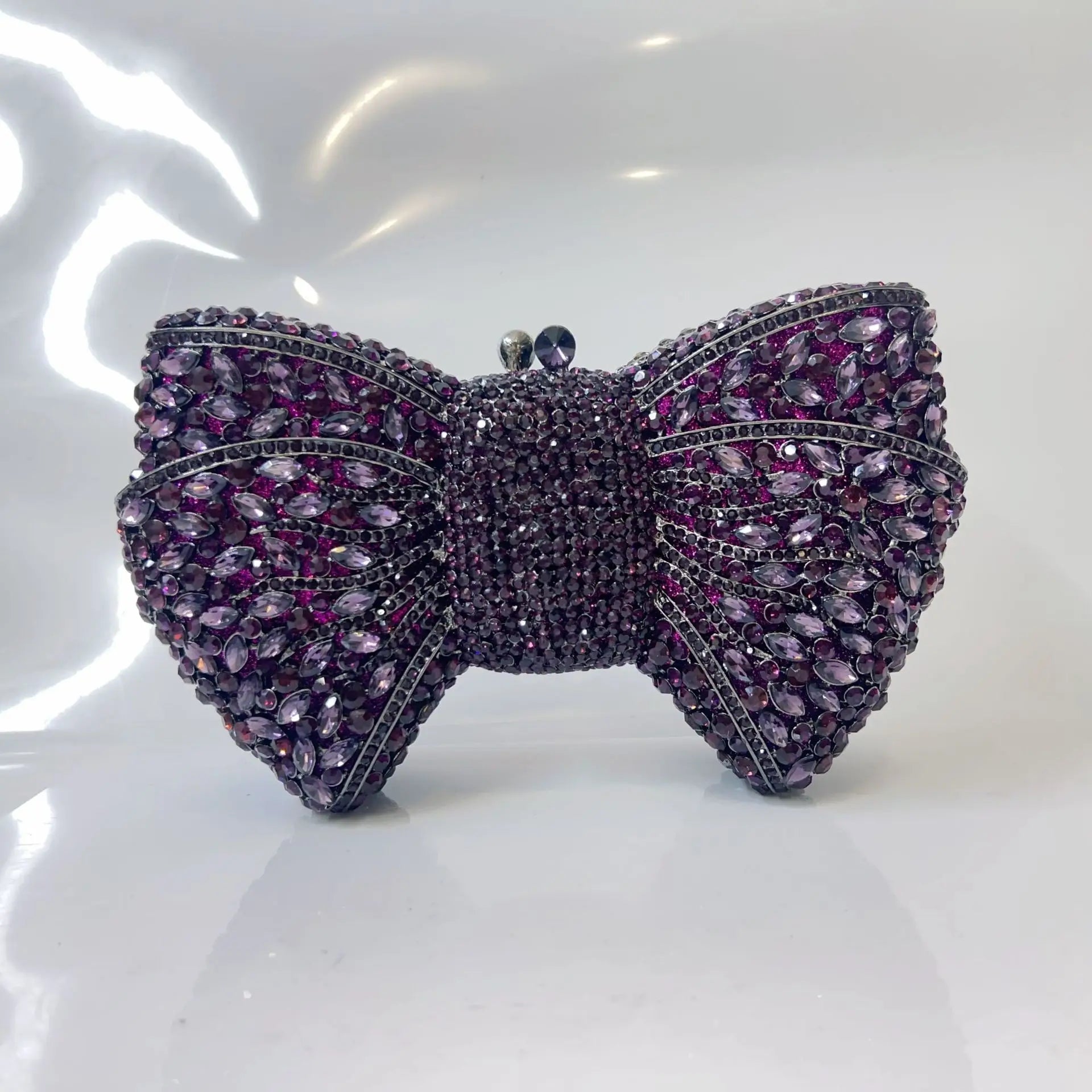 Crystal Rhinestone Bowtie Clutch Evening — Gold | KIMLUD