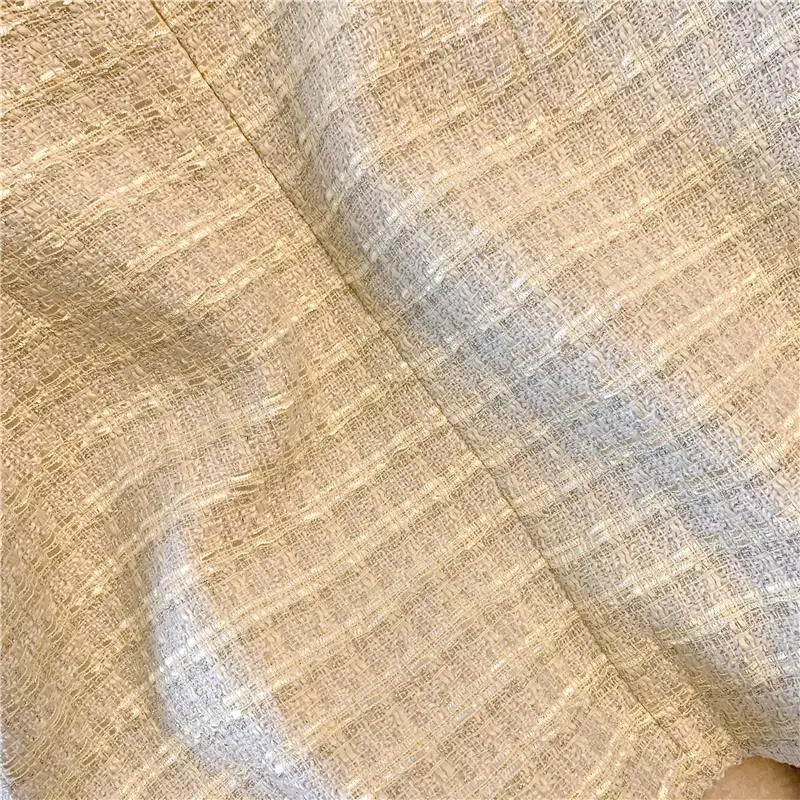 Vintage Women Tweed White Suit Jacket Coat Top And Skirt Elegant Two Piece Set Outfit 2023 Winter Jacquard Fashion Cloth